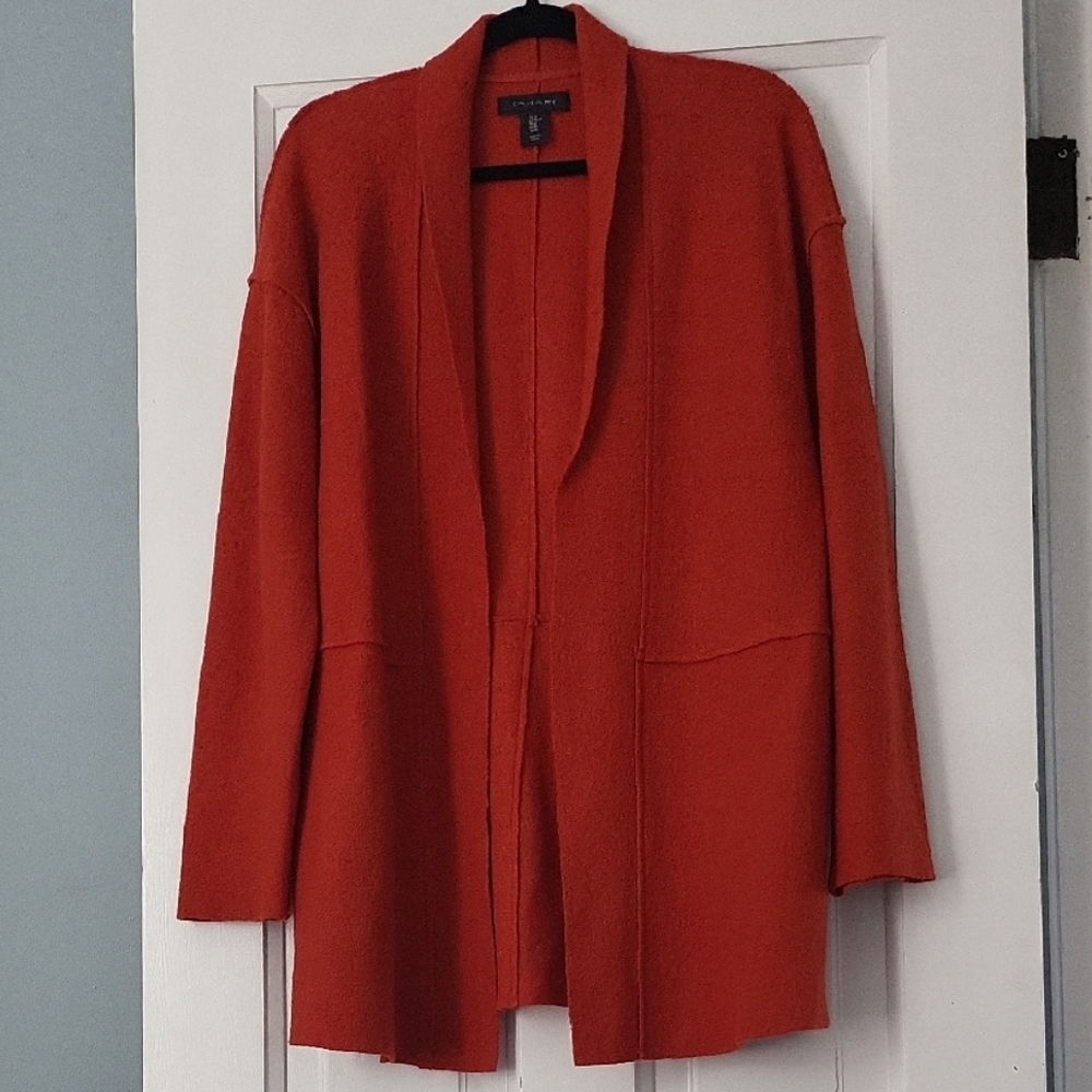 Burnt Orange Tahari Open Cardigan